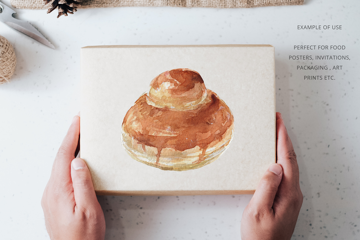 Sicilian Brioche Watercolor Clipart, a Food Illustration by Kolorata Art (Photo 3 of 3)