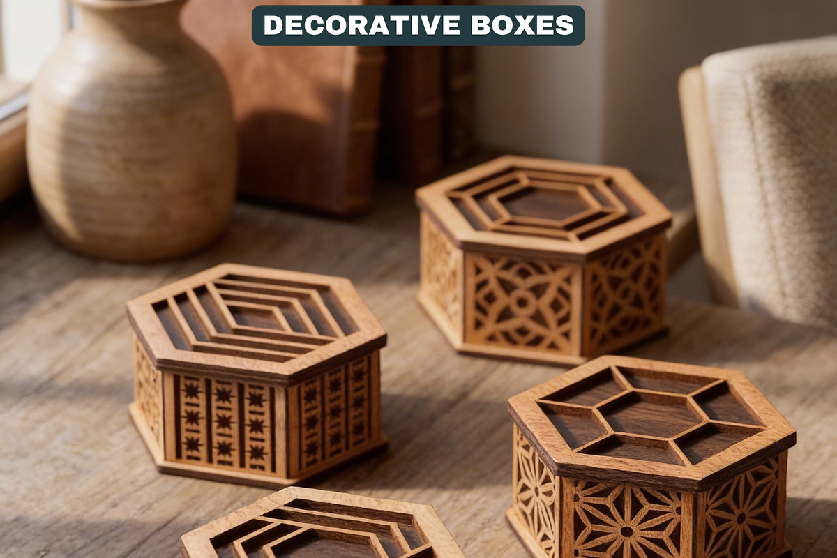 Decorative Hexagon Box Laser Cut SVG, a Graphic by AtacanDigital (Photo 4 of 8)