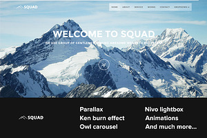 Squad One Page Bootstrap Template