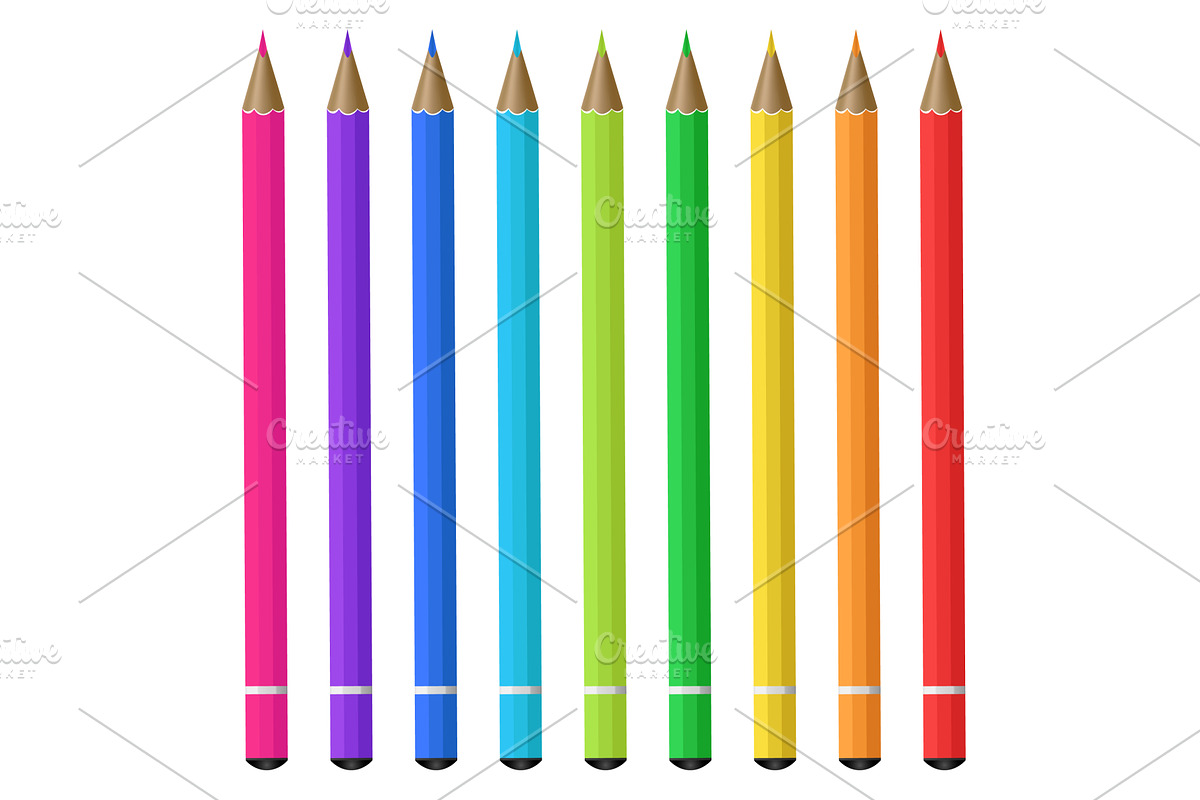 Realistic colored pencils for, an Object Illustration by Vectorbuum