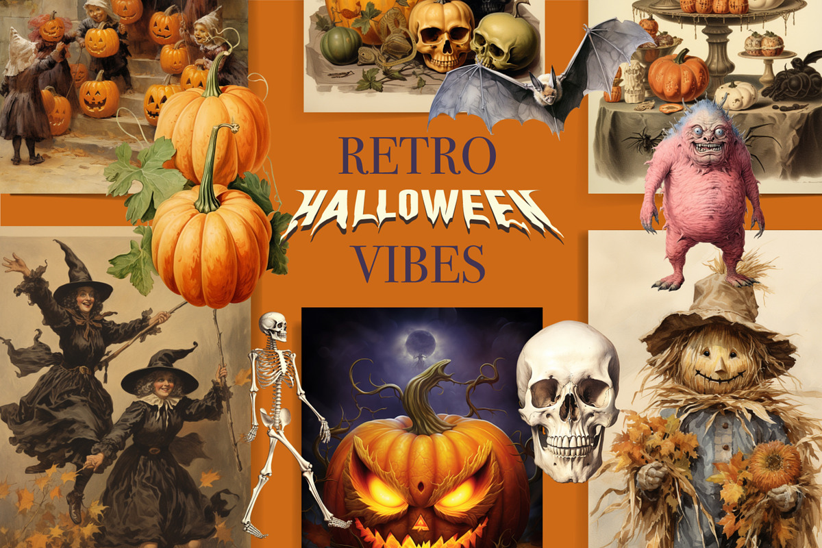 Retro Halloween Vibes, a Seasonal Illustration by PREMIUMVECTOR (Photo 1 of 15)