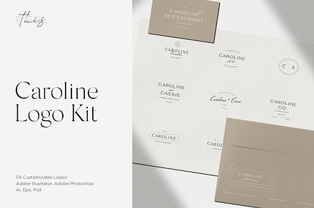 Caroline Minimal Logo Kit Ai,Eps,Psd, a Branding & Logo Template by Feel This