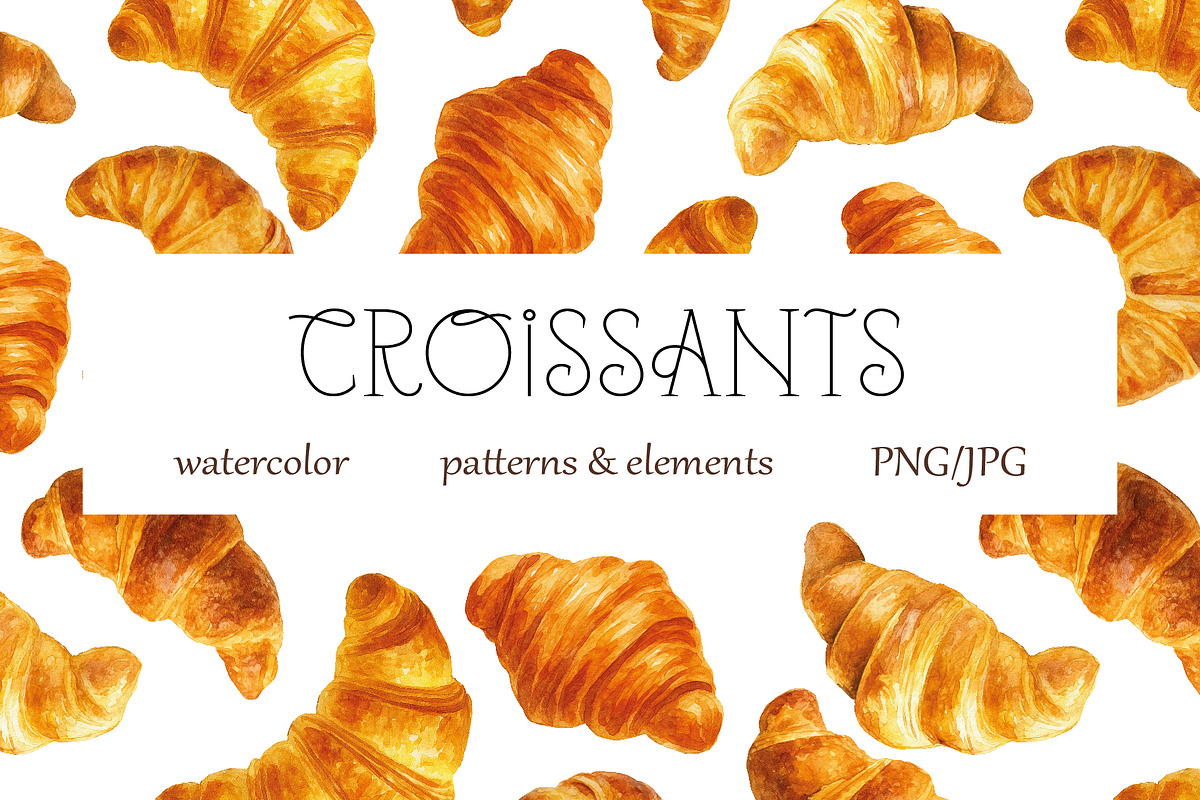 Croissants - elements and patterns, a Pattern Graphic by DreamoraArt (Photo 1 of 9)