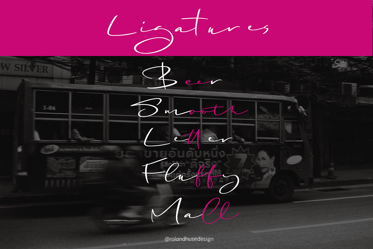 Bangkok Restless Handwriting, a Script Font by Roland Huse Design (Photo 4 of 6)