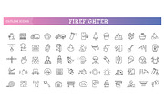 Firefighter Outline Icons Set, an Outline Icon by Tettygreen (Thumbnail 1 of 2)