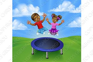 Kids Jumping On A Round Cartoon, an Education Illustration by Christos Georghiou