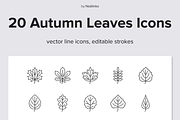 Leaves Line Icons, an Outline Icon by Nadiinko (Thumbnail 1 of 2)