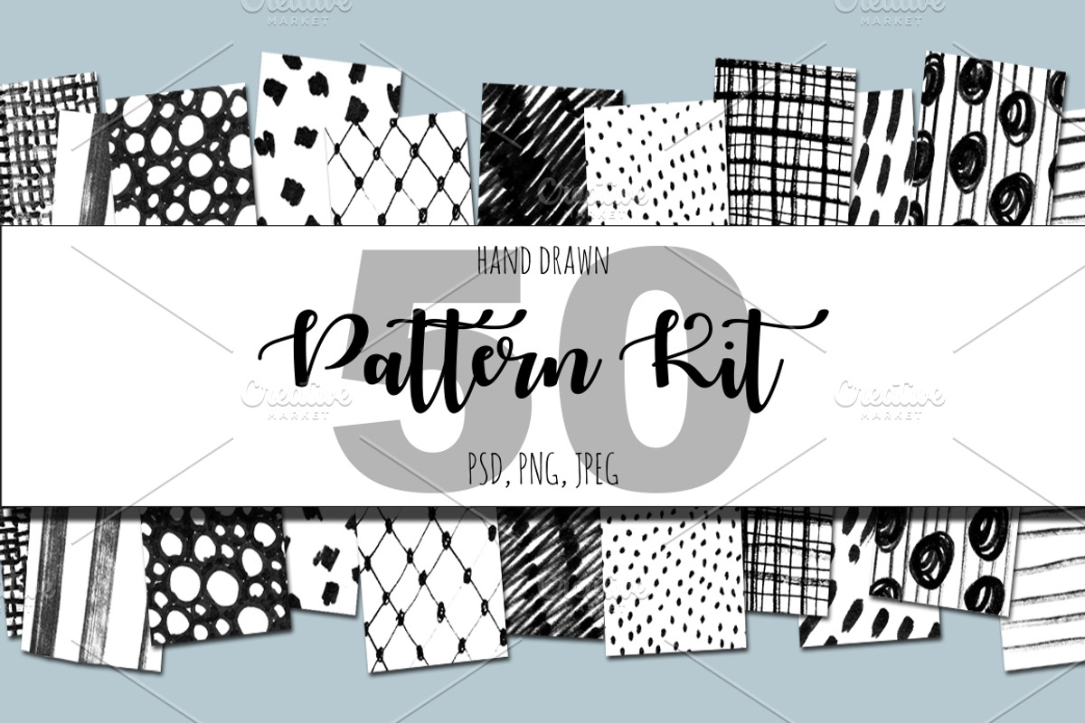 50 hand drawn pattern kit., a Texture Illustration by redstudio (Photo 1 of 11)