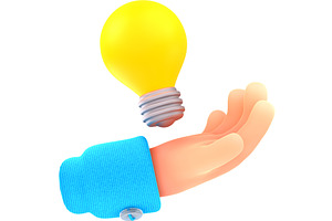 3d Hand Holding Light Bulb, Genius