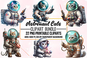 Watercolor Astronaut Cats Clipart, a Seasonal Illustration by Craft Nest (Thumbnail 1 of 5)