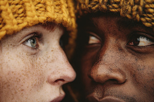 Close-up of two hat wearers, a Photo by Beautiful things