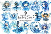 Watercolor Blue Fairy Clipart PNG, an Illustration by SinaCreation (Thumbnail 1 of 5)