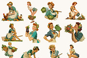 Retro Gardening Pinup Girl Clipart, a Person Illustration by BusyDaydesign (Thumbnail 3 of 9)