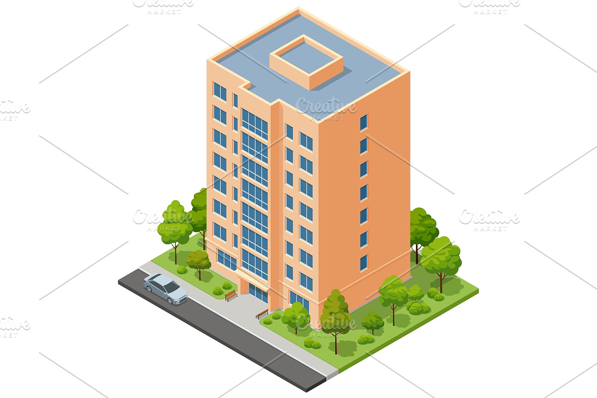 sometric High Rise Apartment Tower, an Object Illustration by Golden Sikorka (Photo 2 of 3)