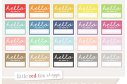 Hello Name Tag Clipart, a Work Illustration by Little Red Fox Shoppe (Thumbnail 1 of 2)