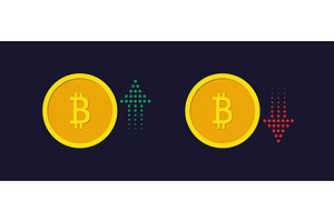 Bitcoin growth and fall concept, a Finance Illustration by Vector Creator