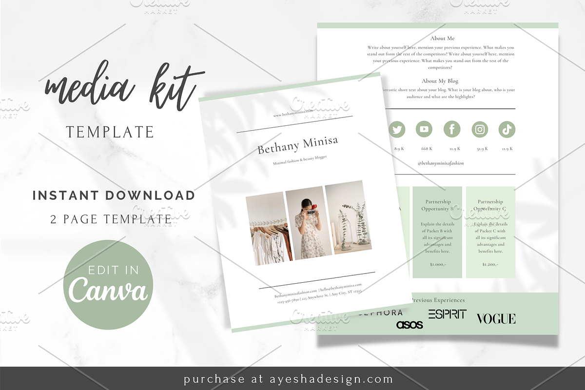 Influencer Media Kit Template Canva, a Flyer Template by Studio Eburnean (Photo 1 of 3)
