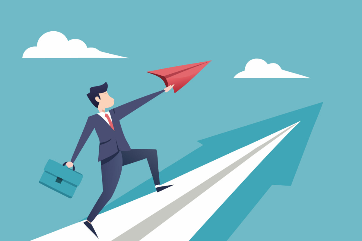 Businessman with red paper airplane, a Person Illustration by SouravDesign (Photo 1 of 3)