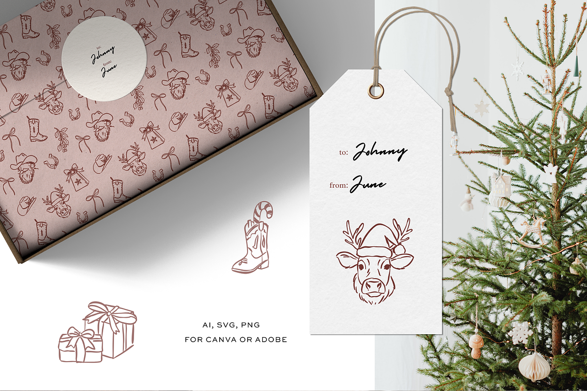 Cowboy Christmas Illustrations, a Seasonal Illustration by Kellie Lynn Media (Photo 3 of 6)