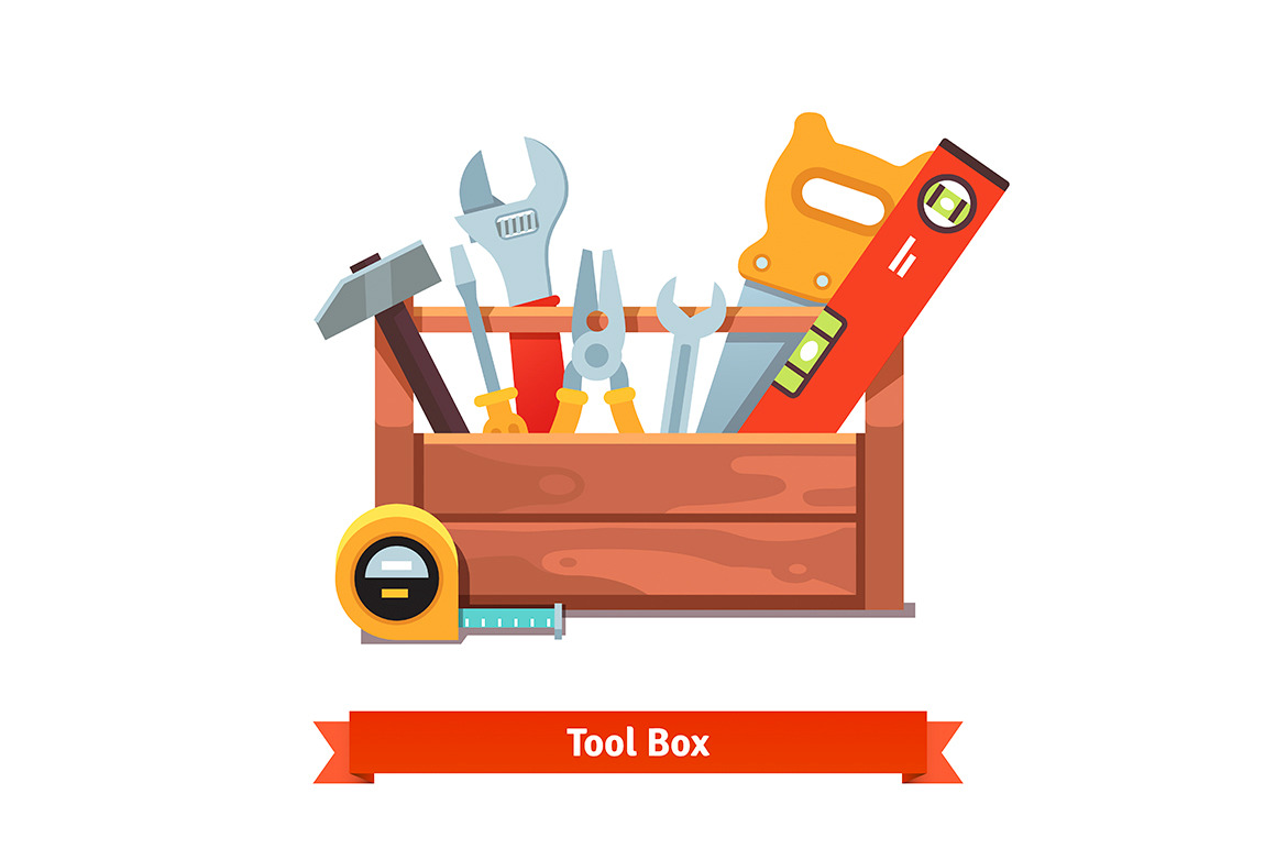 Wooden toolbox full of equipment | Work Illustrations ~ Creative Market