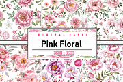 Pink Floral Pattern, a Pattern Graphic by Printable Treasure (Thumbnail 1 of 4)