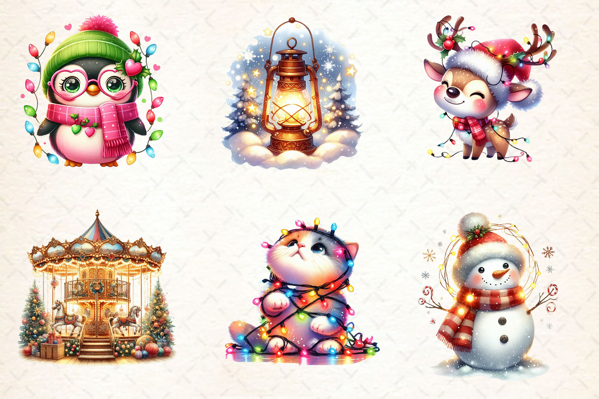 Twinkling Lights Christmas Clipart, a Work Illustration by Dream Creation (Photo 2 of 6)