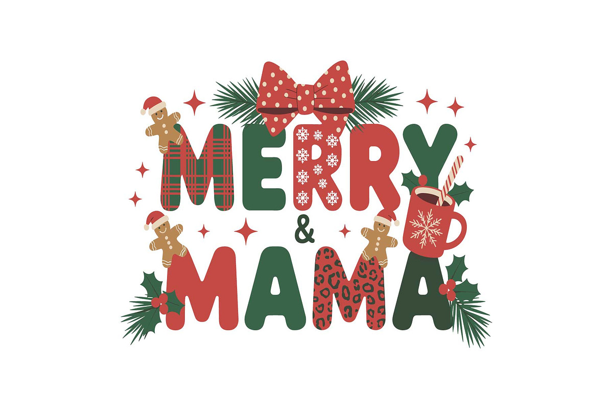 Holiday Vibes Mama Quote SVG Bundle, an Object Graphic by yasushie (Photo 4 of 13)