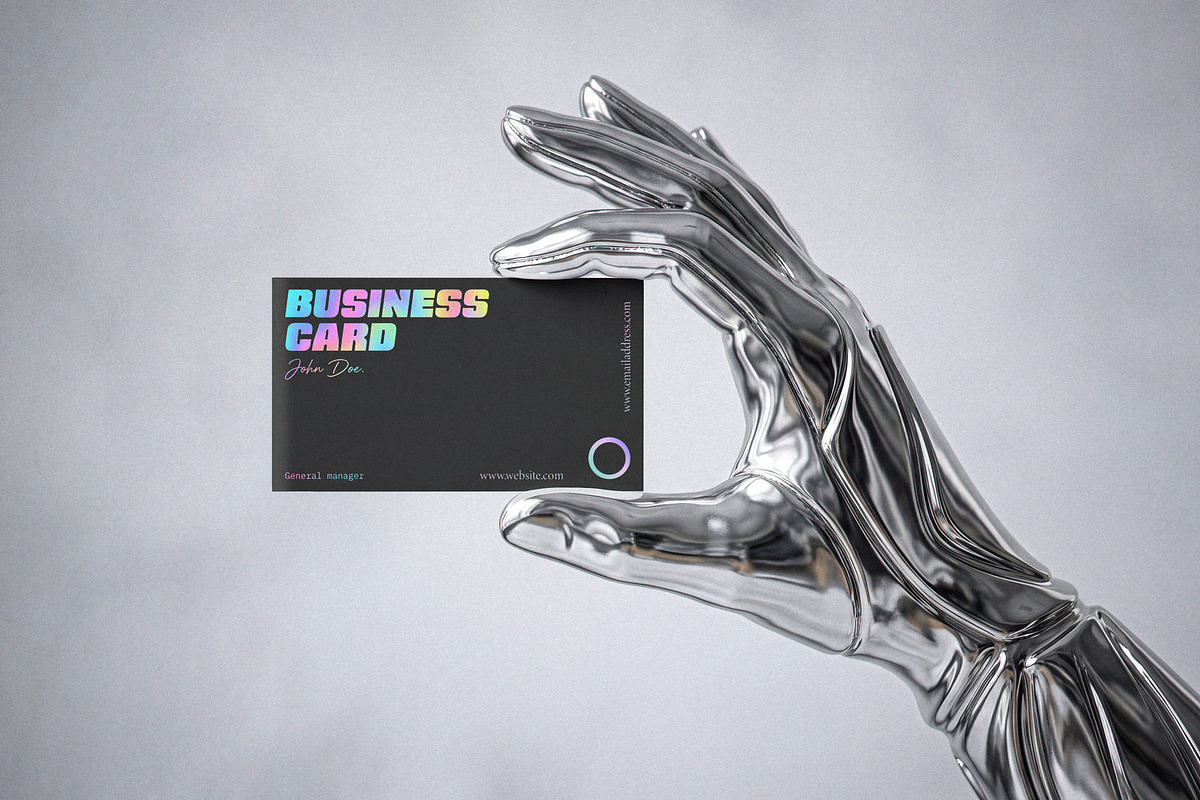 Futuristic Business Card Mockup, an Advertising Mockup by Designer Dude (Photo 1 of 2)