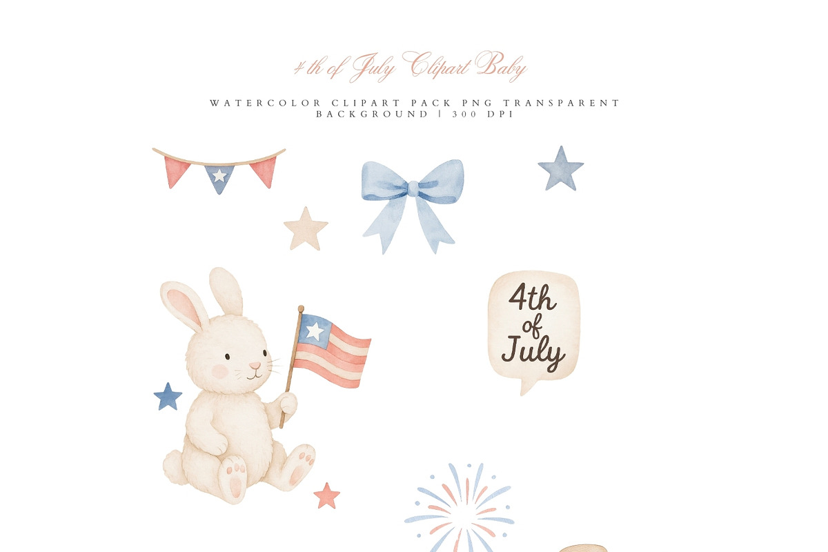 4th of July Baby Clipart Set, an Illustration by Pati Paints (Photo 4 of 8)