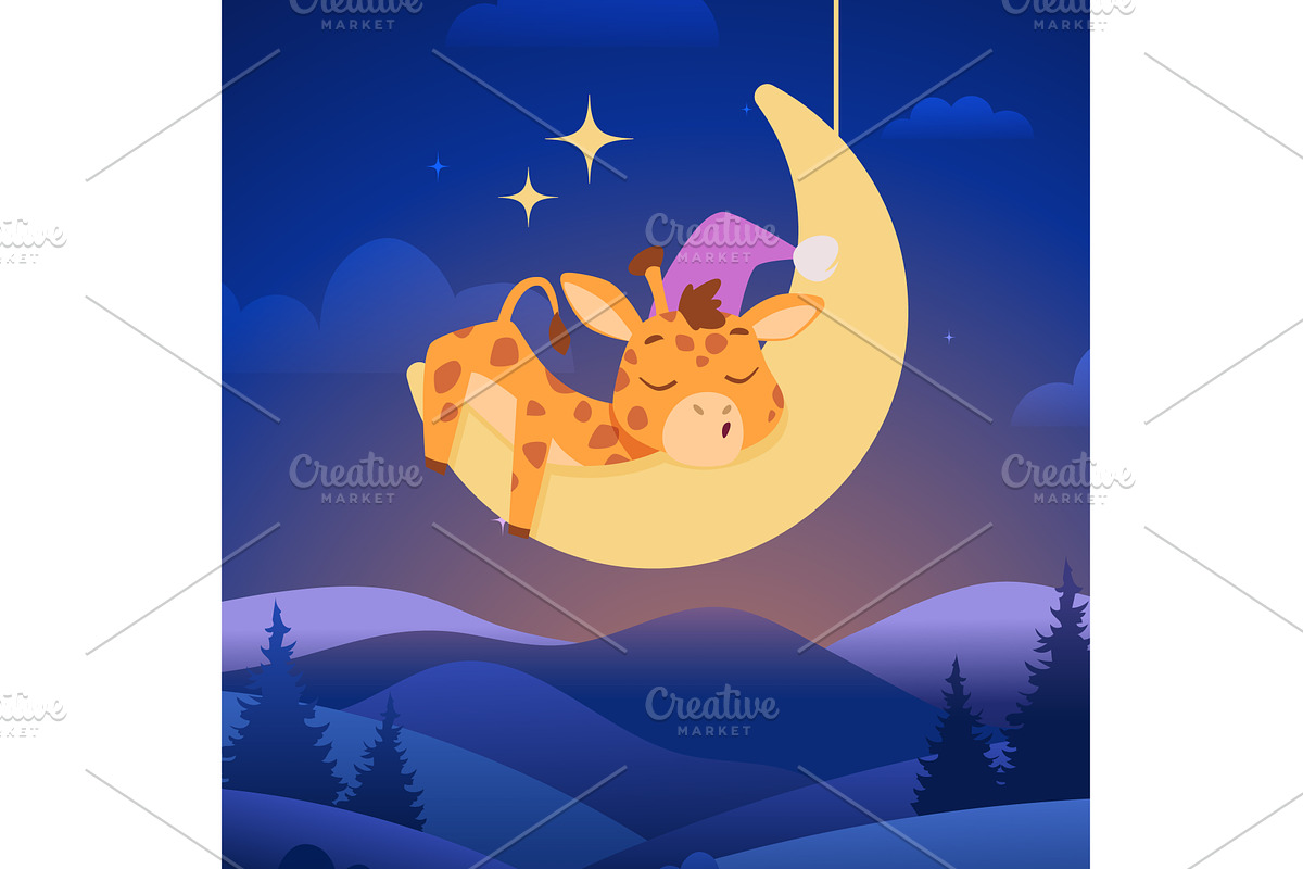 Giraffe sleeping. cute baby animal, an Animal Illustration by Onyx