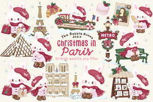 French Paris Christmas Bunny Clipart