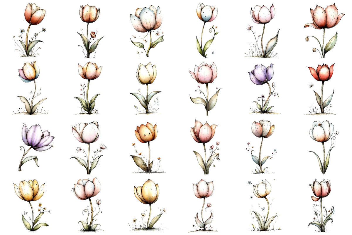 Whimsical Spring Tulip Flower Clipar, an Illustration by designcity5 (Photo 2 of 5)