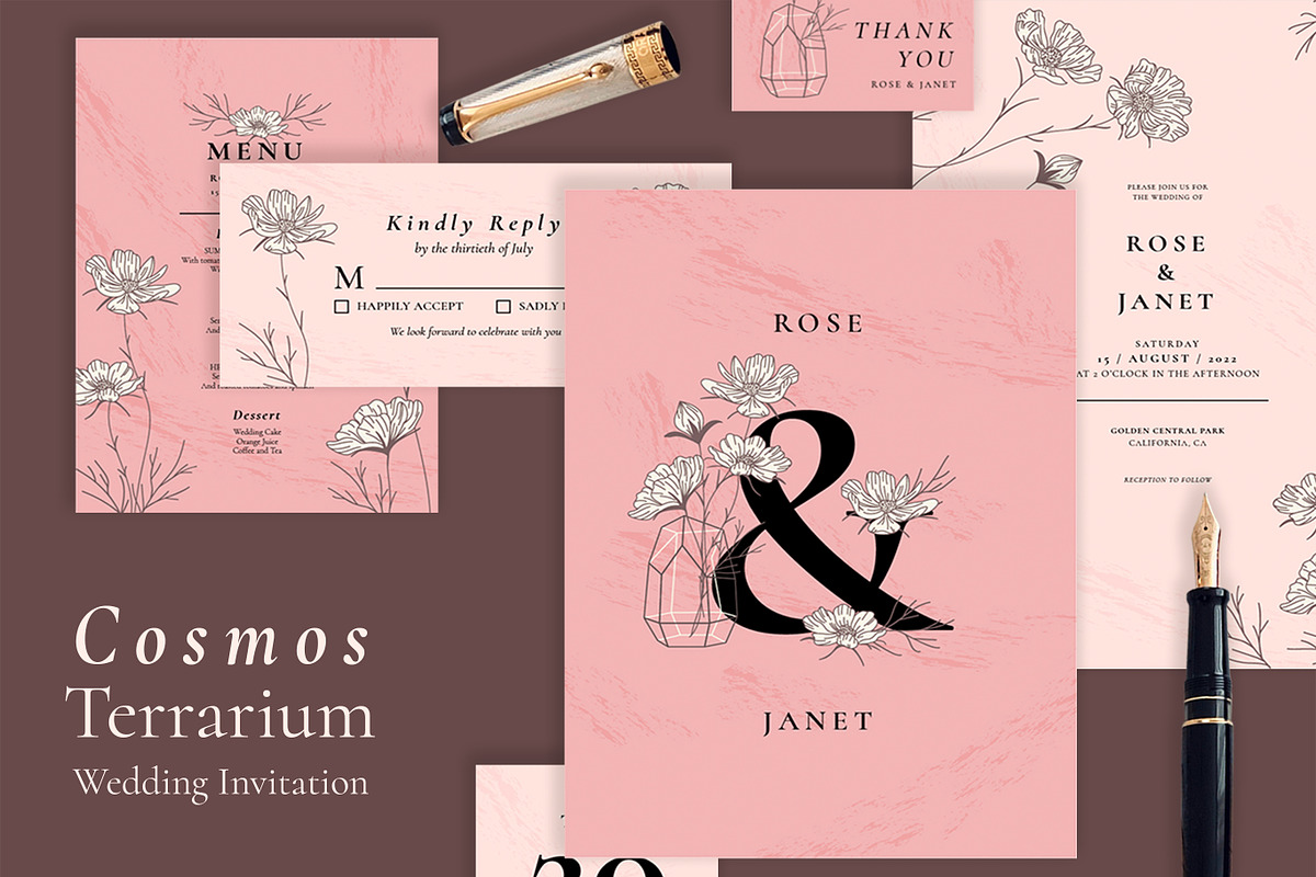 Cosmos Terrarrium Wedding Invitation, an Invitation Template by Lyllopop (Photo 1 of 4)