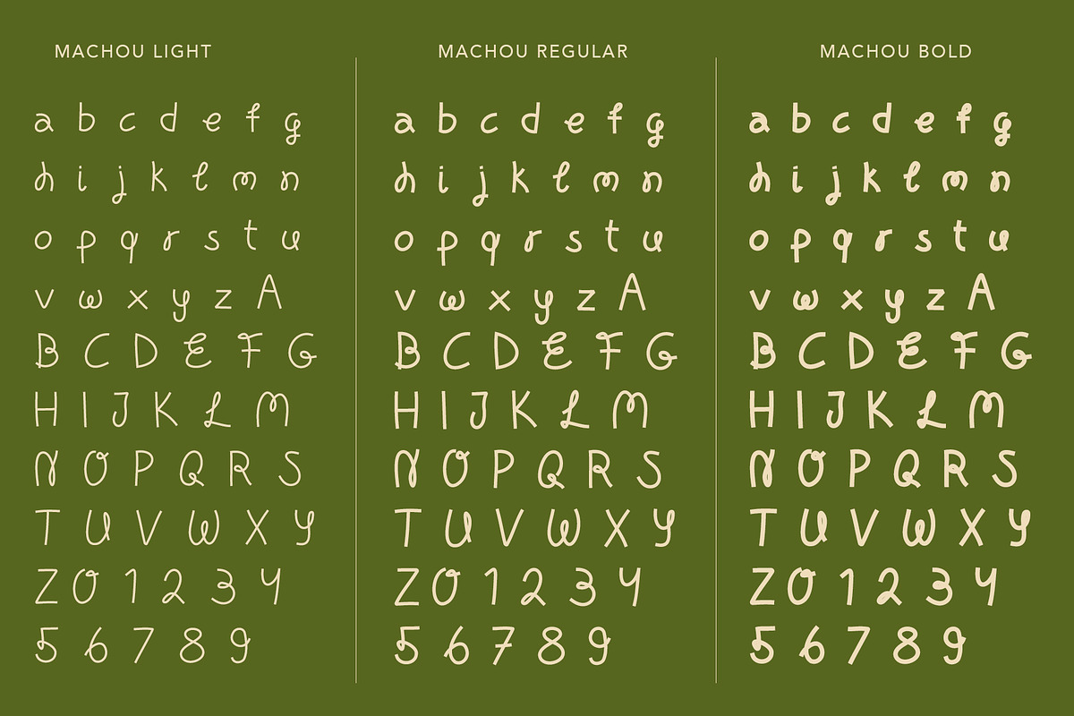 Machou Display Font in 3 Weights, a Sans Serif Font by Youandigraphics (Photo 5 of 12)