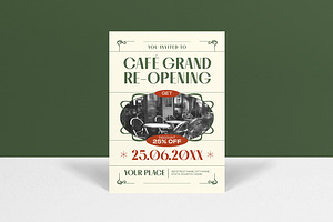 Cafe Grand Re Opening Invitation, an Invitation Template by graphicook
