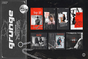 Grunge Instagram Templates Ps, Canva