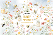 Honey Bee Garden Illustration Pack, an Illustration by TatiMockup (Thumbnail 1 of 3)