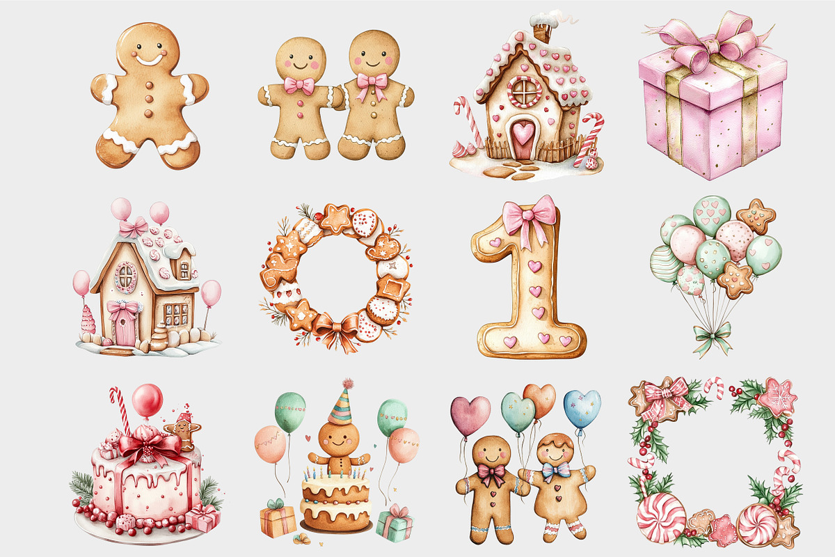 Gingerbread Birthday Clipart, a Seasonal Illustration by Design Market (Photo 4 of 5)