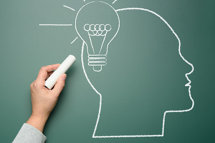 Silhouette of a human head drawn with chalk and an electric lamp, a Business Photo by ndanko