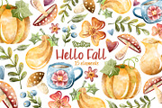 Fall Watercolor Cliparts, an Illustration by PlumPlumGraphics (Thumbnail 1 of 2)