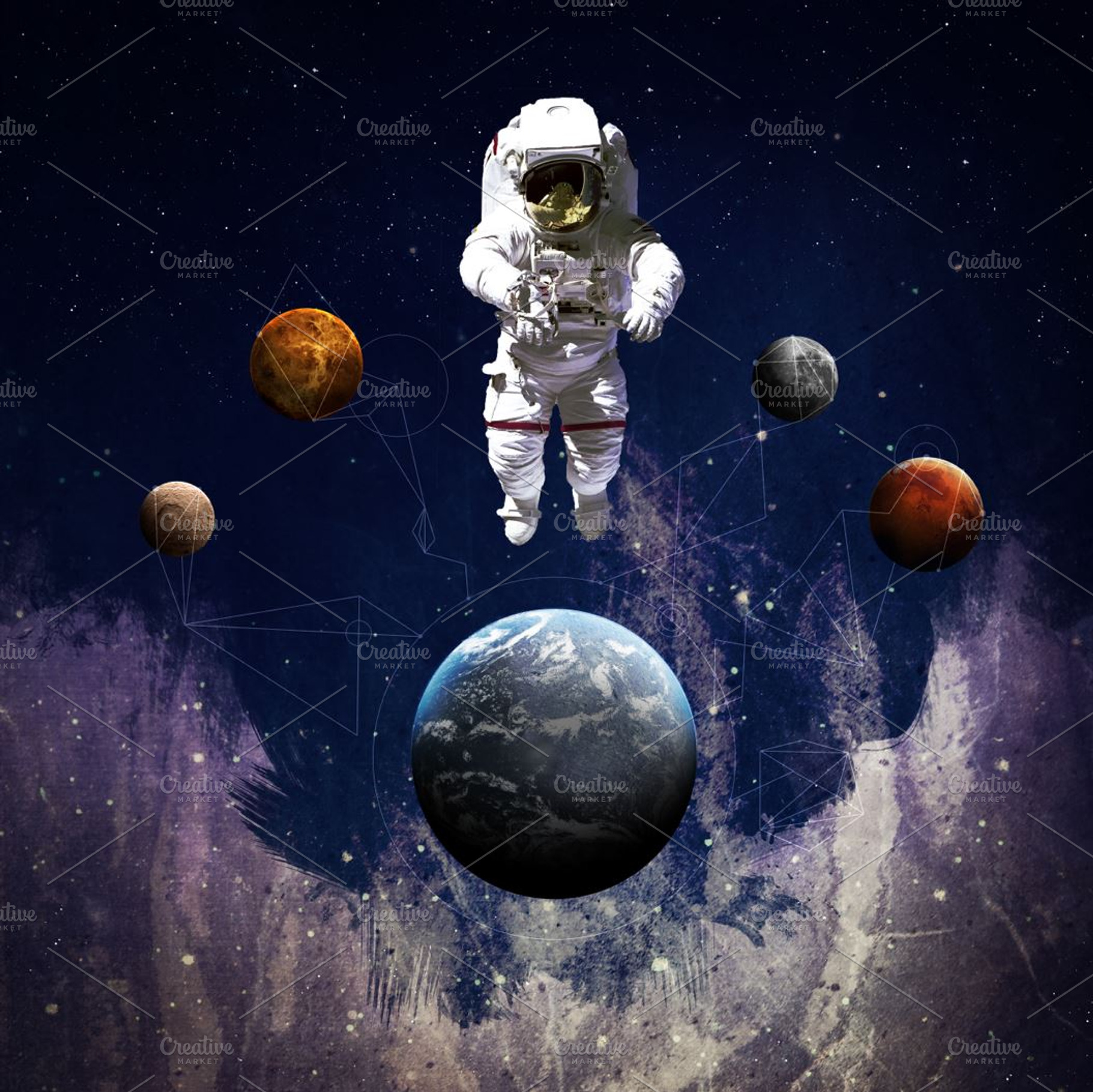 Abstract cosmos art with astronaut, a School & Education Photo by Vadim Sadovski