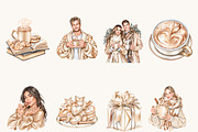 Watercolor Chocolate Christmas, a Seasonal Illustration by BusyDaydesign (Thumbnail 2 of 9)