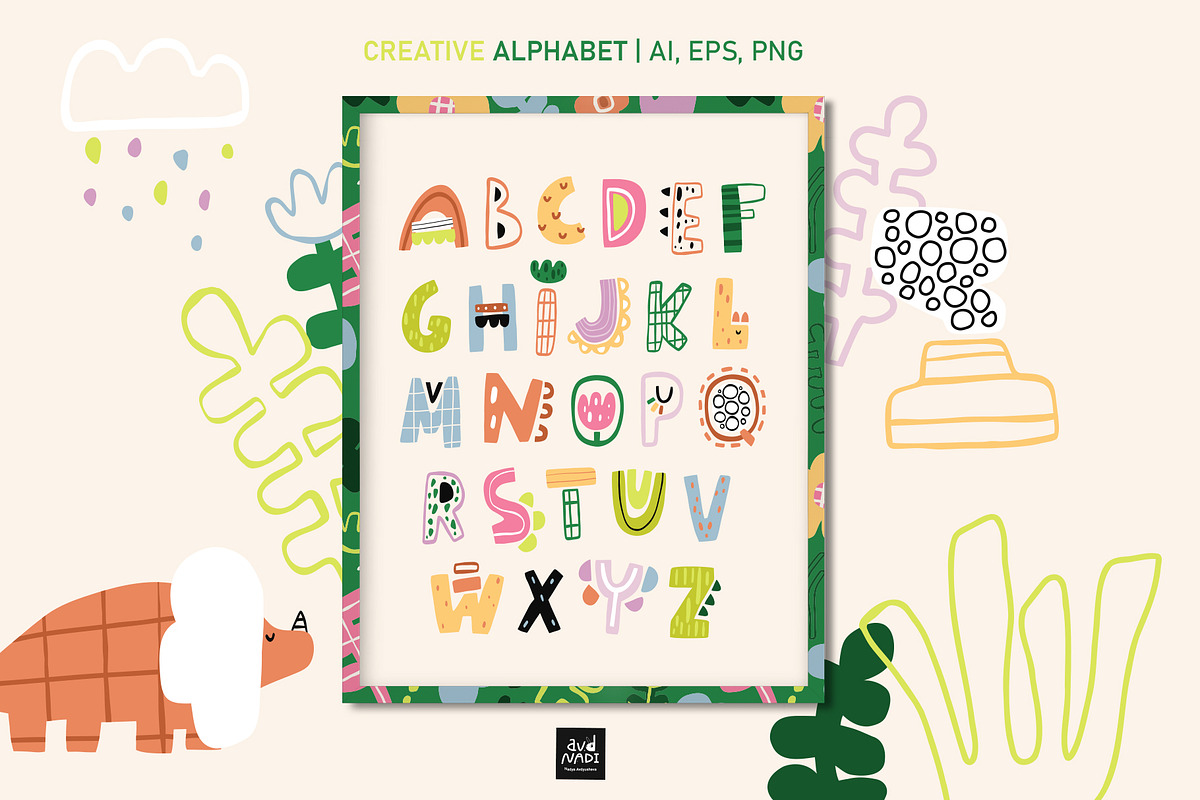 Dino cliparts and patterns, an Animal Illustration by avdnadi (Photo 9 of 10)
