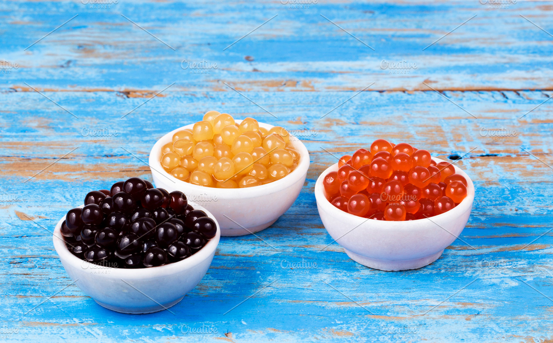Blueberry passion fruit bobas containing bubble tea, tapioca pearls, and drink, a Food & Drink Photo by Sainath Chillapuram