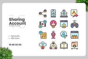 Sharing Account Colored Icons, an Icon by Upnowgraphic