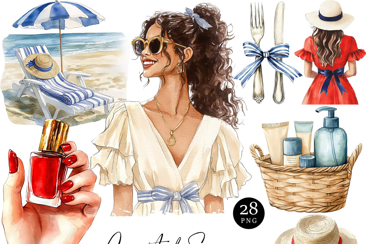 Watercolor Coastal Summer, a Seasonal Illustration by Design Scotch (Photo 1 of 8)