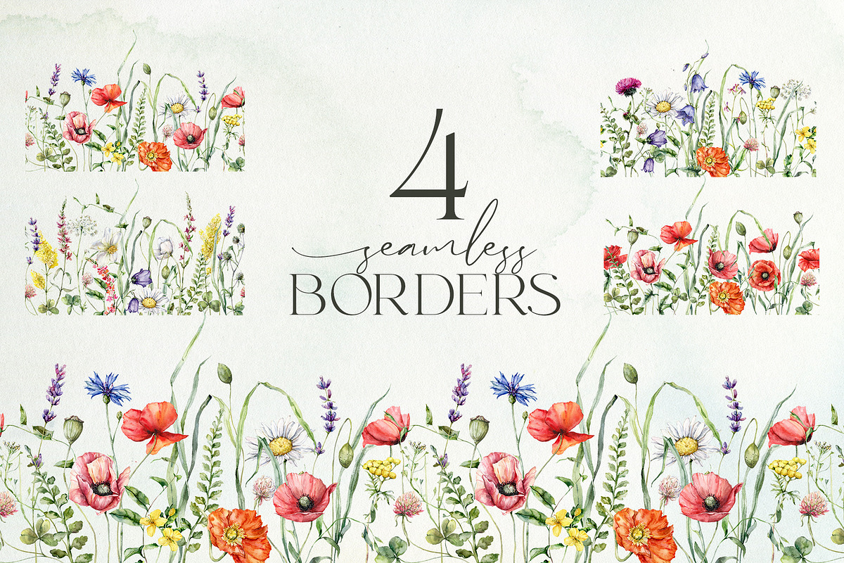 SUMMER MEADOW wildflower watercolor, a Decorative Illustration by Yuliya Derbisheva (Photo 11 of 16)