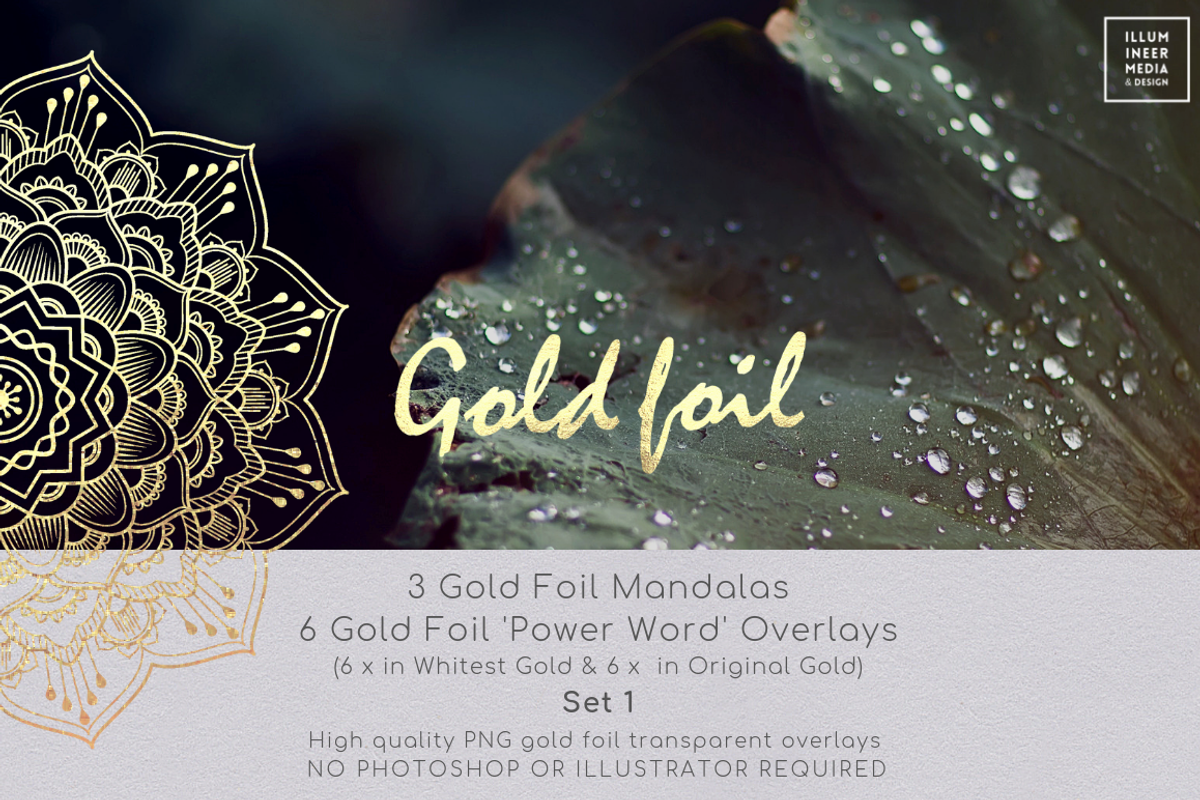 Gold Foil Power Words & Mandalas, an Object Graphic by Illumineer Media & Design (Photo 1 of 6)
