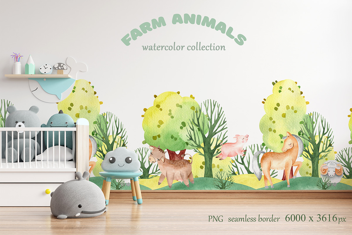 FARM ANIMALS watercolor set, an Animal Illustration by LenArt (Photo 14 of 17)