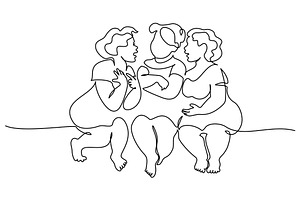 Three women talking emotionally, a Person Illustration by Valenty
